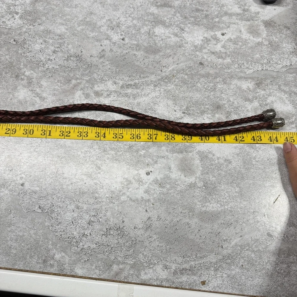 Vintage Western Leather Belt Womens Med/Large Brown Braided Tassel Silver Buckle
